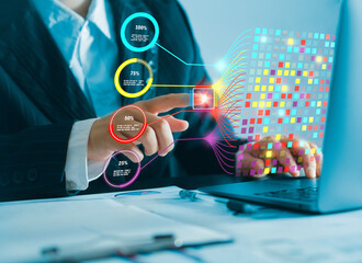 data science and big data technology Business people calculate, analyze and display complex data...