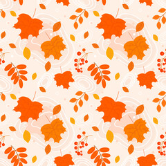Autumn seamless pattern, leaf fall.template for background. Vector illustration.
