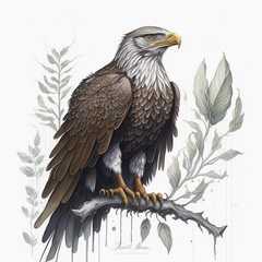 Watercolor Eagle Illustration, generative ai