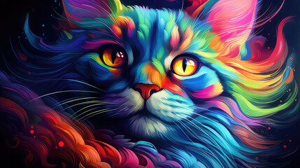Naklejka premium cat on black color