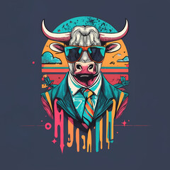 A Cow Wearing Sunglasses And A Suit
