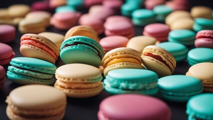 Obraz premium Close up view of delicious macarons