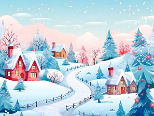 Vast snowy christmas landscape - snow, holiday, new years,
