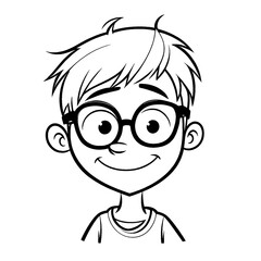 Beautiful illustration of a smiling boy with glasses