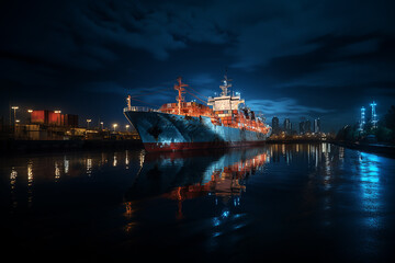 cargo ship leaves port laden with containers