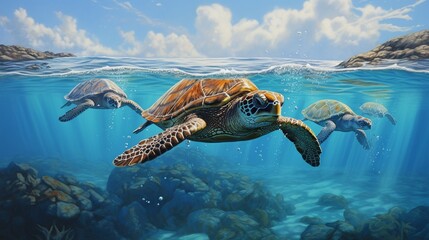 Fototapeta premium turtle in the beach generated by AI tool 