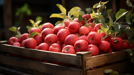 red ripe apples on a wooden background