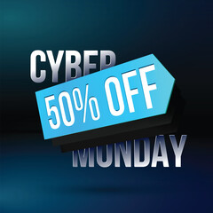 Cyber Monday discount poster with sale price tag for shop clearance