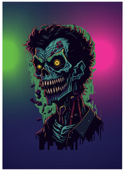 halloween zombie vector image with colorful background