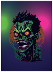 halloween zombie vector image with colorful background
