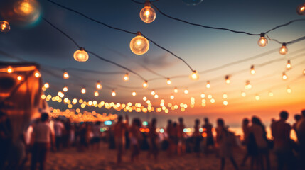Group of people having fun at a beach party