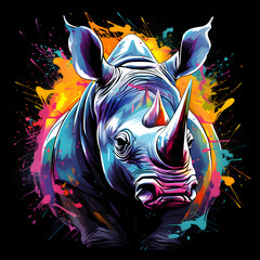rhino color splash illustration sublimation art, AI generated