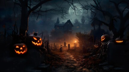 Fototapeta na wymiar Halloween night in the woods