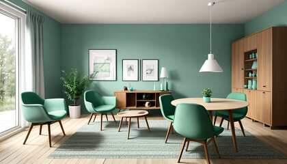 Modern living room with open floor plan