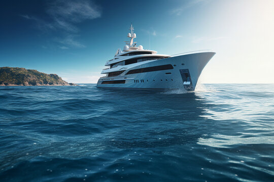 luxury yacht in the sea. 3d rendering toned image