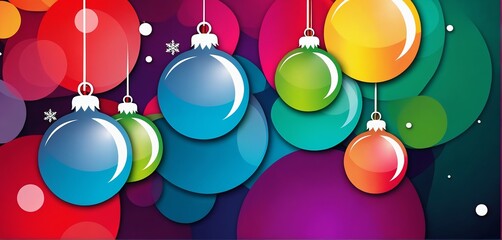 Colorful hanging christmas balls, vector style illustration