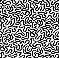 Rough, irregular texture composed of monochrome geometric elements. Overlay distressed grunge background. Abstract vector illustration. Isolated on white background. EPS10