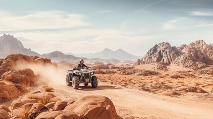 Active leisure and adventure in a stone desert on Sinai - obrazy, fototapety, plakaty