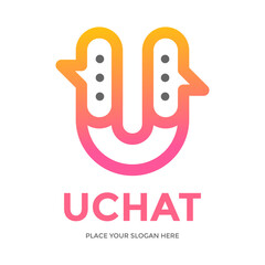 Letter U or number chat vector logo template. This design use communication symbol. Suitable for business.