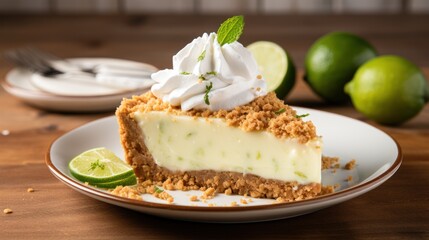 Key lime pie with graham cracker crust, a tangy and refreshing dessert