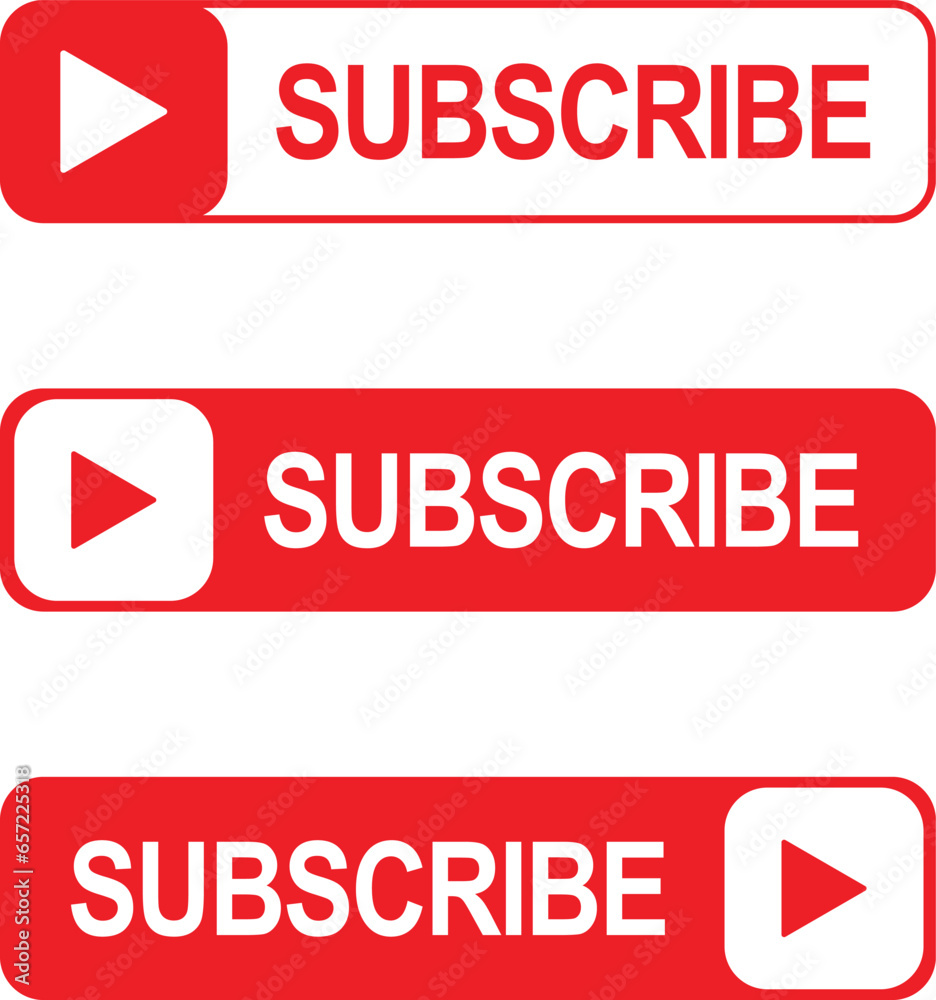 Poster subscribe button for video channel or website on transparent background vector