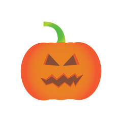 Scary Pumpkin icon on a white background. Orange pumpkin, the holiday Halloween. Vector illustration.