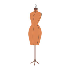Women mannequin. Dressmaking sewing tailors dummy. Designers fabric manikin. Female figure, body shape, textile trunk for clothes fitting. Flat vector illustration isolated on white background