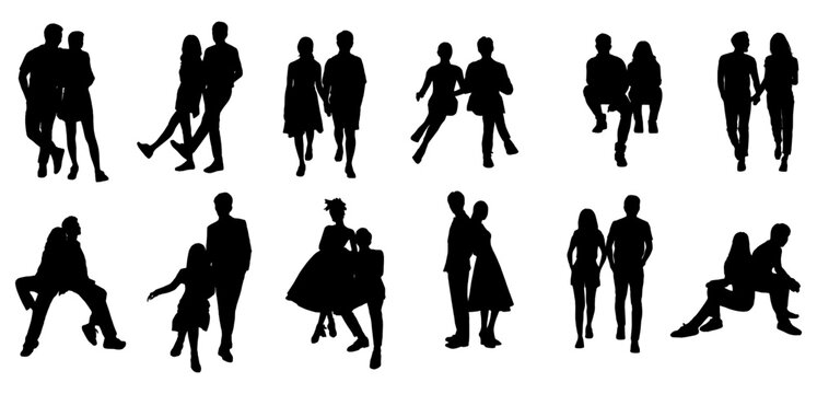 silhouettes of couple set of valentine vector