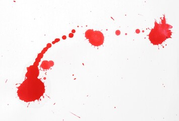 Blood splatters. Red blots of watercolor Realistic bloody splatters for Halloween Drop of blood concept.