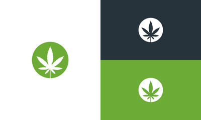 Vector simple cannabis leaf circle c b d logo design illustration
 - obrazy, fototapety, plakaty