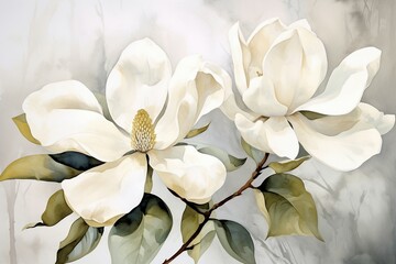 Digital watercolor floral painting for wall decor.