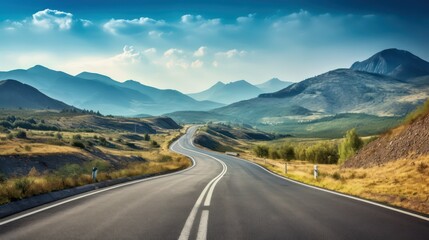 Fototapeta premium Asphalt road in the mountains. Landscape