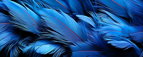 blue feather background. Generative AI