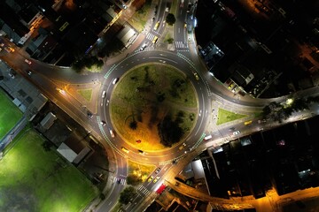 roundabout at night