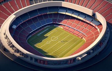 Fußballstadion aus der Vogelperspektive. Generative AI Technologie