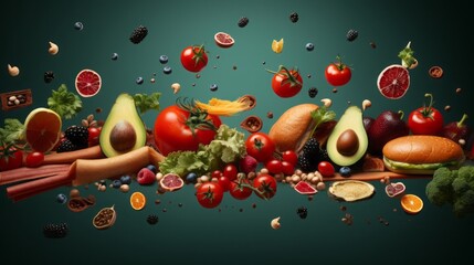 best of food, food background, copy space, 16:9, high quality - obrazy, fototapety, plakaty