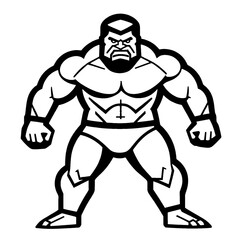 Fototapeta premium A beautiful illustration of a pumped-up wrestler in a rack