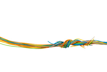 Colorful electrical wire isolated on white background