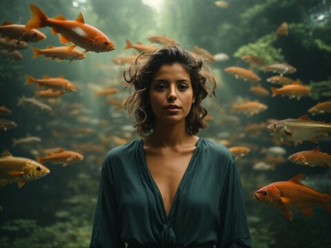 woman and fish