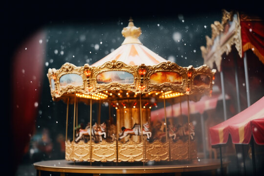 Merry-Go-Round (carousel) illuminated at night.