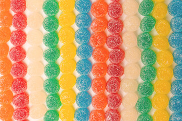 Assorted gummy candies. Top view. Jelly  sweets.