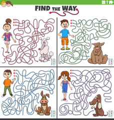 maze activities set with children or teens with their dogs