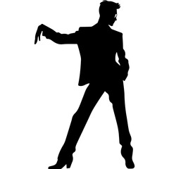 Vector silhouette of a man in a business suit standing, black color isolated on a white background