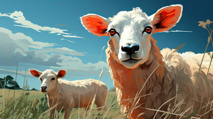 Obraz premium Lamb on a meadow