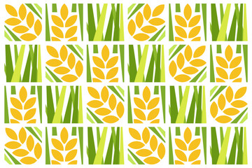 Rice paddy geometric and seamless pattern