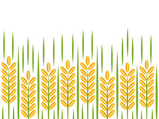 Rice grain and paddy bunch logo, circle frame vector