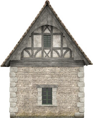 3d rendering illustration medieval building house fantasy construction isolated