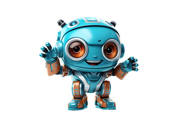 Positive cute robot isolated on transparent background. Generative Ai