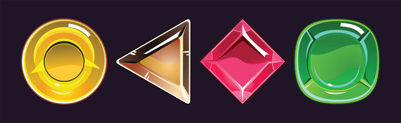 Fantasy Jewelry Gem and Crystal Stone for Game Vector Set