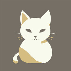 Cartoon line cat, flat style